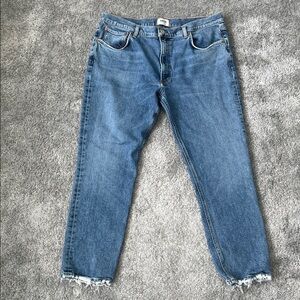 EC AGOLDE Willow Mid-Rise Slim Crop Straight Leg Jean - Medium Wash - Size 34